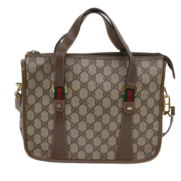 GUCCI GG Supreme Web Sherry Line Hand Bag 2way Beige Red 41 02 039 Auth 64239 - Picture 13 of 16